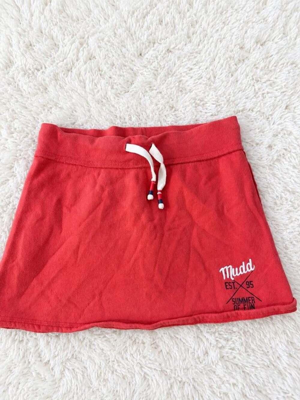Y2K Mudd Girls Red Terry Cloth Logo Mini Skort Kids Size 14